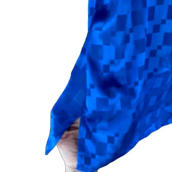 Vintage 80s 90s royal blue mock neck secretary blouse  top Dressy professional - Picture 6 of 6